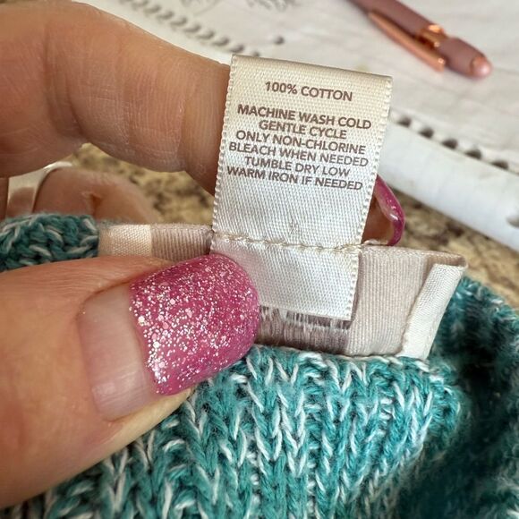 Loft Blue and White Sweater Top Size Medium - Picture 6 of 9